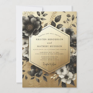 Invitation Mariage Botanique Noir Opulent