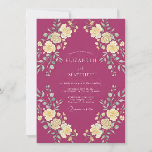 Invitation Mariage Botanique Opulent Magenta