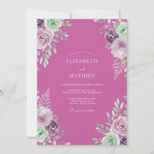 Invitation Mariage Botanique Orné de Fuchsia