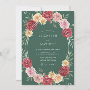 Invitation Mariage Botanique Orné de Vert Chasseur