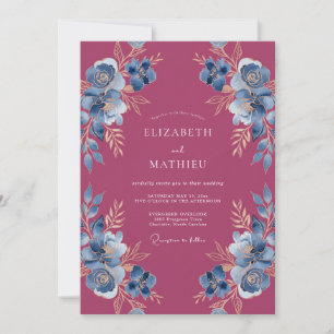 Invitation Mariage Botanique Orné Magenta