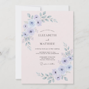 Invitation Mariage Botanique Pâle et Pervenche