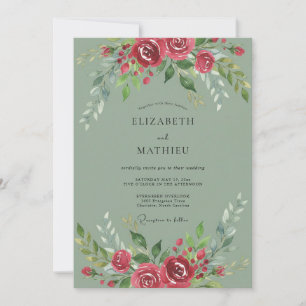 Invitation Mariage Botanique Pittoresque Violet Gris