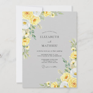 Invitation Mariage Botanique Radieux Gris Clair