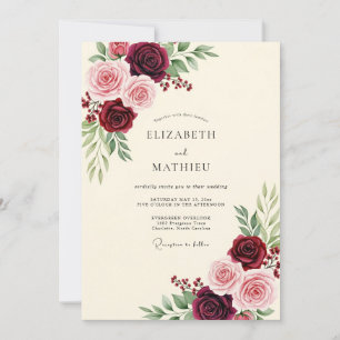 Invitation Mariage Botanique Raffiné Bourgogne