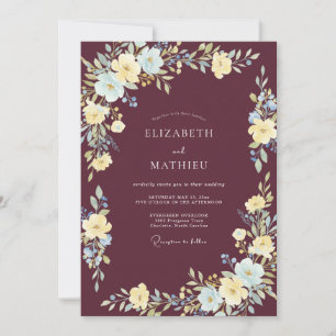 Invitation Mariage Botanique Raffiné Marron