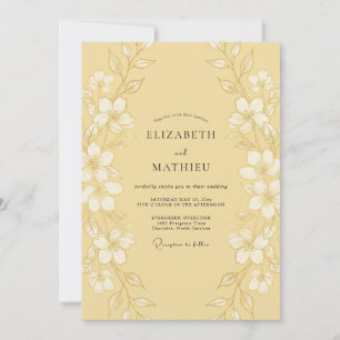 Invitation Mariage Botanique Raffiné Moutarde