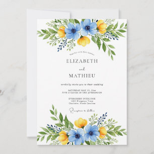 Invitation Mariage Botanique Resplendissant Azur