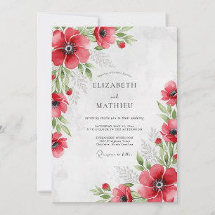 Invitation Mariage Botanique Resplendissant Rouge