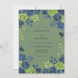 Invitation Mariage Botanique Riche Vert Sauge
