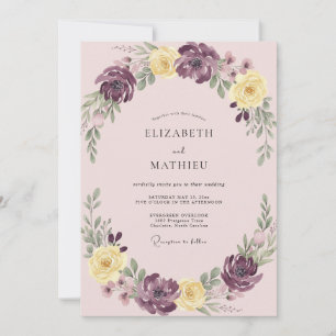 Invitation Mariage Botanique Romance Jaune Prune