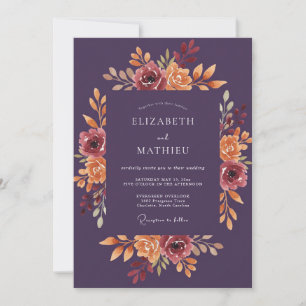 Invitation Mariage Botanique Romance Prune