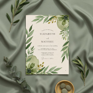 Invitation Mariage Botanique Romance Vert Olive