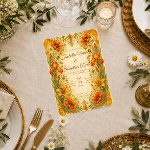 Invitation Mariage Botanique Romantique Art Nouveau Radieux