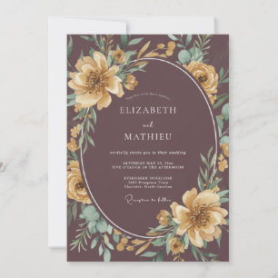 Invitation Mariage Botanique Romantique au Plum Profond