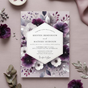 Invitation Mariage Botanique Romantique au Prune