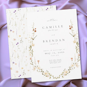 Invitation Mariage Botanique Romantique aux Fleurs Sauvages M