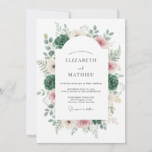 Invitation Mariage Botanique Romantique Émeraude