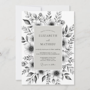 Invitation Mariage Botanique Romantique Gris