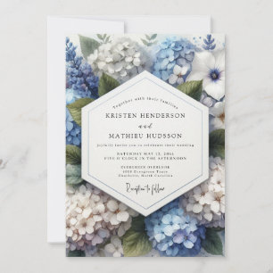 Invitation Mariage Botanique Romantique Hydrangea Bleu