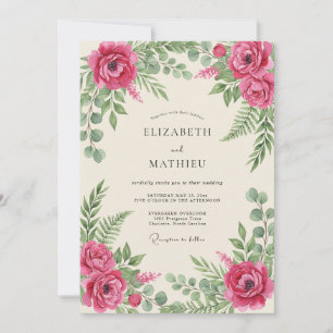 Invitation Mariage Botanique Romantique Magenta