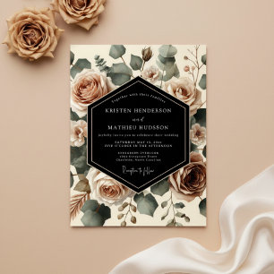 Invitation Mariage Botanique Romantique Rose Crème
