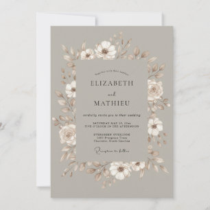 Invitation Mariage Botanique Romantique Taupe
