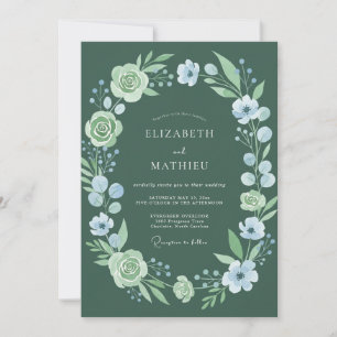 Invitation Mariage Botanique Romantique Vert Forêt