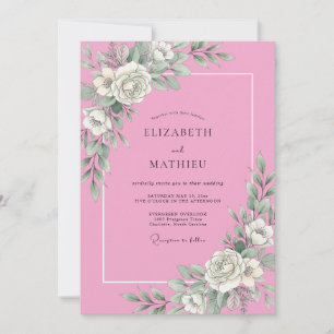 Invitation Mariage Botanique Rose Bonbon Radiant