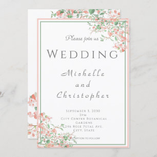 Invitation Mariage Botanique rose et vert Boho