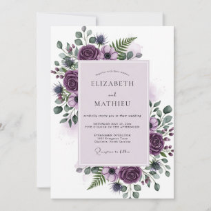 Invitation Mariage Botanique Royal Pourpre