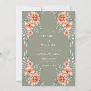 Invitation Mariage Botanique Rustique Vert Olive