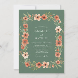 Invitation Mariage Botanique Rustique Vert Sauge