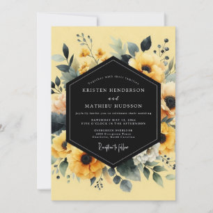 Invitation Mariage Botanique Saffron Noir