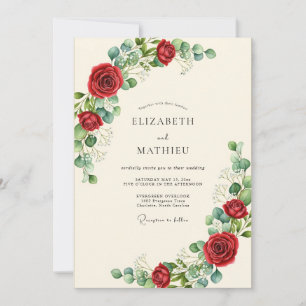 Invitation Mariage Botanique Seduisant Rouge
