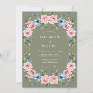 Invitation Mariage Botanique Séduisant Vert Sauge