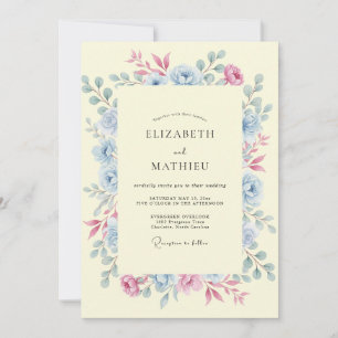 Invitation Mariage Botanique Sérène Jaune Pâle