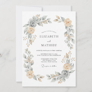Invitation Mariage Botanique Sérénité Abricot