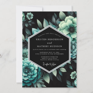Invitation Mariage Botanique Sombre de Teal