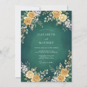 Invitation Mariage botanique somptueux vert émeraude