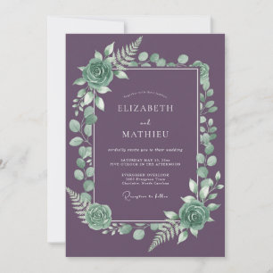 Invitation Mariage Botanique Sublime au Prune