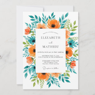 Invitation Mariage Botanique Sublime d'Été Orange