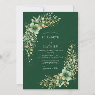 Invitation Mariage Botanique Sylvestre Vert Forêt