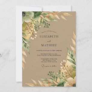 Invitation Mariage Botanique Terreux Taupe