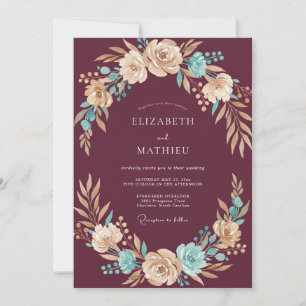 Invitation Mariage Botanique Tilleul Rich Teal