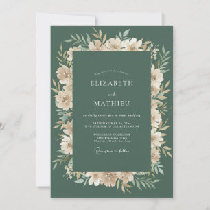 Invitation Mariage Botanique Tissé Vert Sauge