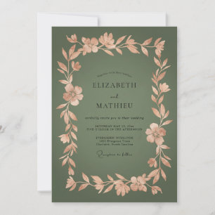 Invitation Mariage botanique vert olive