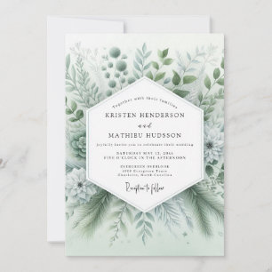 Invitation Mariage Botanique Vert Sauge en Chuchotement