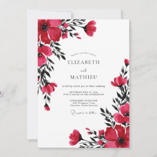 Invitation Mariage Botanique Vibrant Rouge