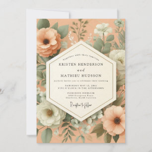 Invitation Mariage Botanique Vintage Corail